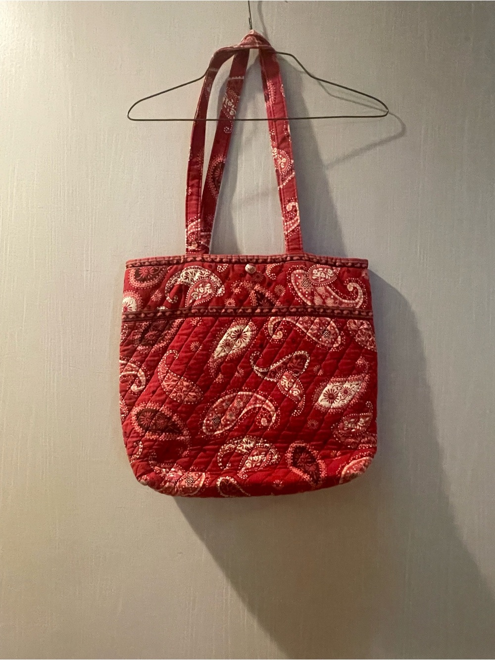 Vera Bradley Red Quilted Paisley Shoulder Tote